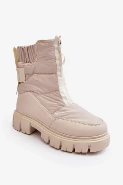 Damskie Buty damskie Vinceza Damskie Śniegowce Z Suwakiem Ocieplane Futerkiem Jasnobeżowe Hixe