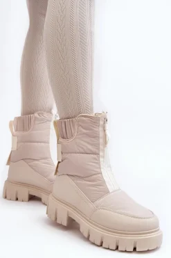 Damskie Buty damskie Vinceza Damskie Śniegowce Z Suwakiem Ocieplane Futerkiem Jasnobeżowe Hixe