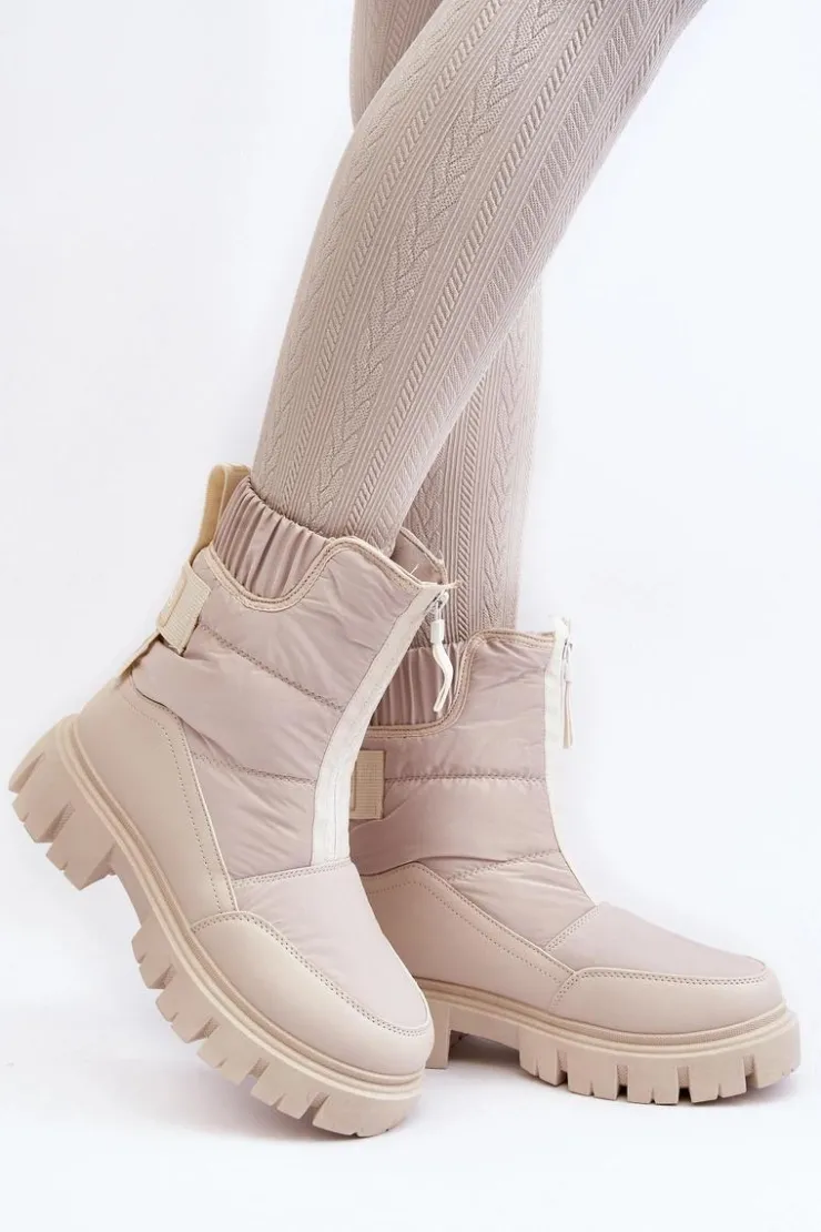 Damskie Buty damskie Vinceza Damskie Śniegowce Z Suwakiem Ocieplane Futerkiem Jasnobeżowe Hixe