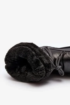 Boto Śniegowce Damskie*Damskie Śniegowce Z Wiązaniem Czarne Lilara