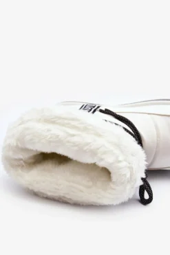 Boto Damskie Śniegowce Z Wiązaniem Białe Lilara