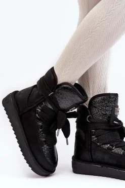 Damskie D.Franklin Damskie Śniegowce Z Wiązaniem DFSH370006 Czarne