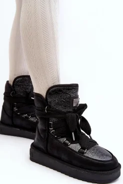 Damskie D.Franklin Damskie Śniegowce Z Wiązaniem DFSH370006 Czarne