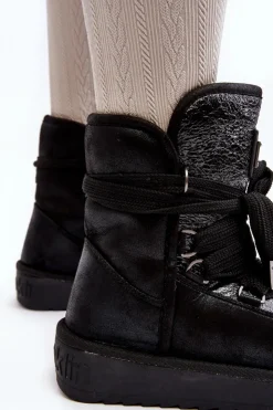 Damskie D.Franklin Damskie Śniegowce Z Wiązaniem DFSH370006 Czarne