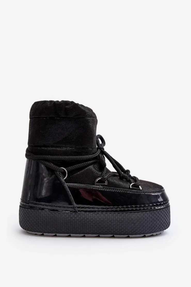 Boto Śniegowce Damskie*Damskie Śniegowce Z Wiązaniem Czarne Toolsa Czarny