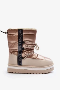 Boto Śniegowce Damskie*Damskie Śniegowce Z Wiązaniem Beżowe Lilara