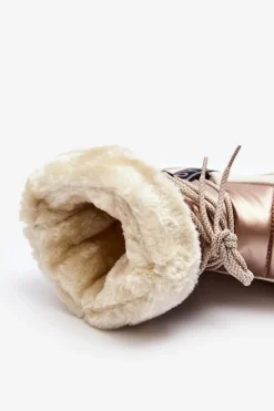 Boto Śniegowce Damskie*Damskie Śniegowce Z Wiązaniem Beżowe Lilara