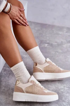 Boto Buty Sportowe Na Platformie|Sneakersy Damskie*Damskie Niskie Buty Sportowe Na Platformie Beżowe Kyllie