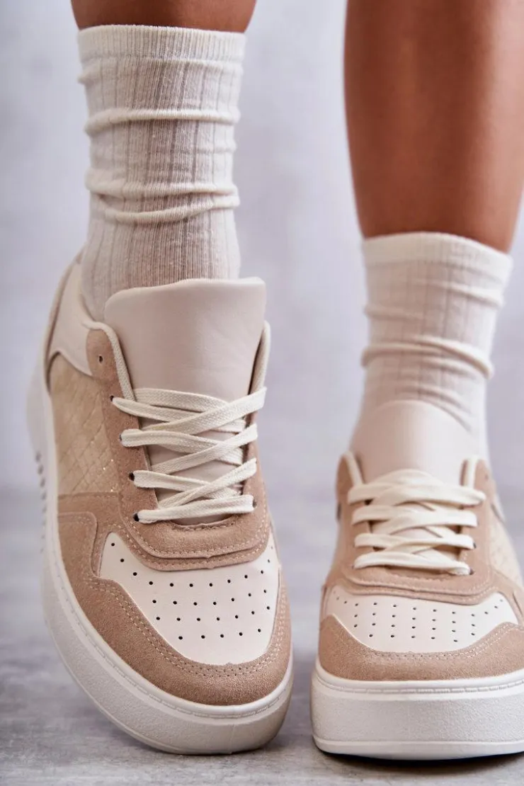 Boto Buty Sportowe Na Platformie|Sneakersy Damskie*Damskie Niskie Buty Sportowe Na Platformie Beżowe Kyllie
