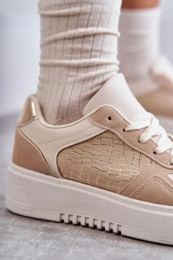 Boto Buty Sportowe Na Platformie|Sneakersy Damskie*Damskie Niskie Buty Sportowe Na Platformie Beżowe Kyllie
