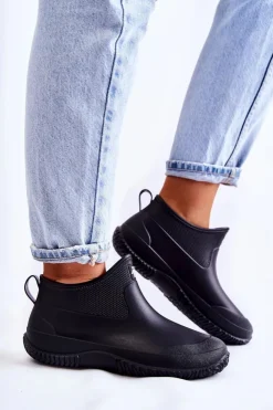 Best Boto Damskie Niskie Kalosze Czarne Eldora