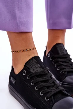 Damskie Big Star Shoes Damskie Niskie Materiałowe Trampki Big Star KK274009 Czarne