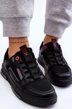 Cross Jeans Damskie Niskie Sneakersy LL2R4012C Czarne Czarny