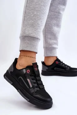 Cross Jeans Damskie Niskie Sneakersy LL2R4012C Czarne Czarny