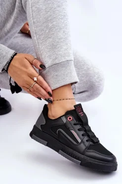 Cross Jeans Damskie Niskie Sneakersy LL2R4012C Czarne Czarny