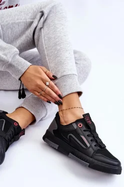 Cross Jeans Damskie Niskie Sneakersy LL2R4012C Czarne Czarny