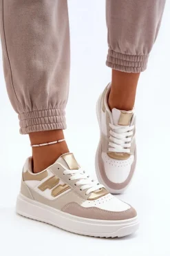 Sale Boto Damskie Niskie Sneakersy Beżowe Regines Beżowy