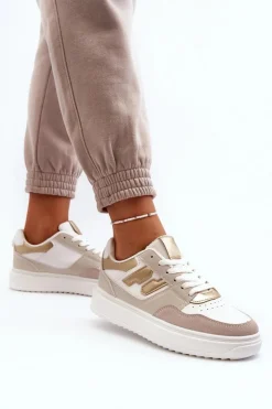 Sale Boto Damskie Niskie Sneakersy Beżowe Regines Beżowy