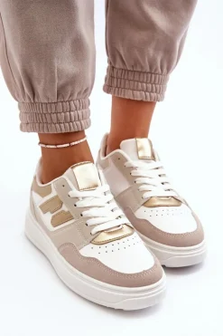 Sale Boto Damskie Niskie Sneakersy Beżowe Regines Beżowy