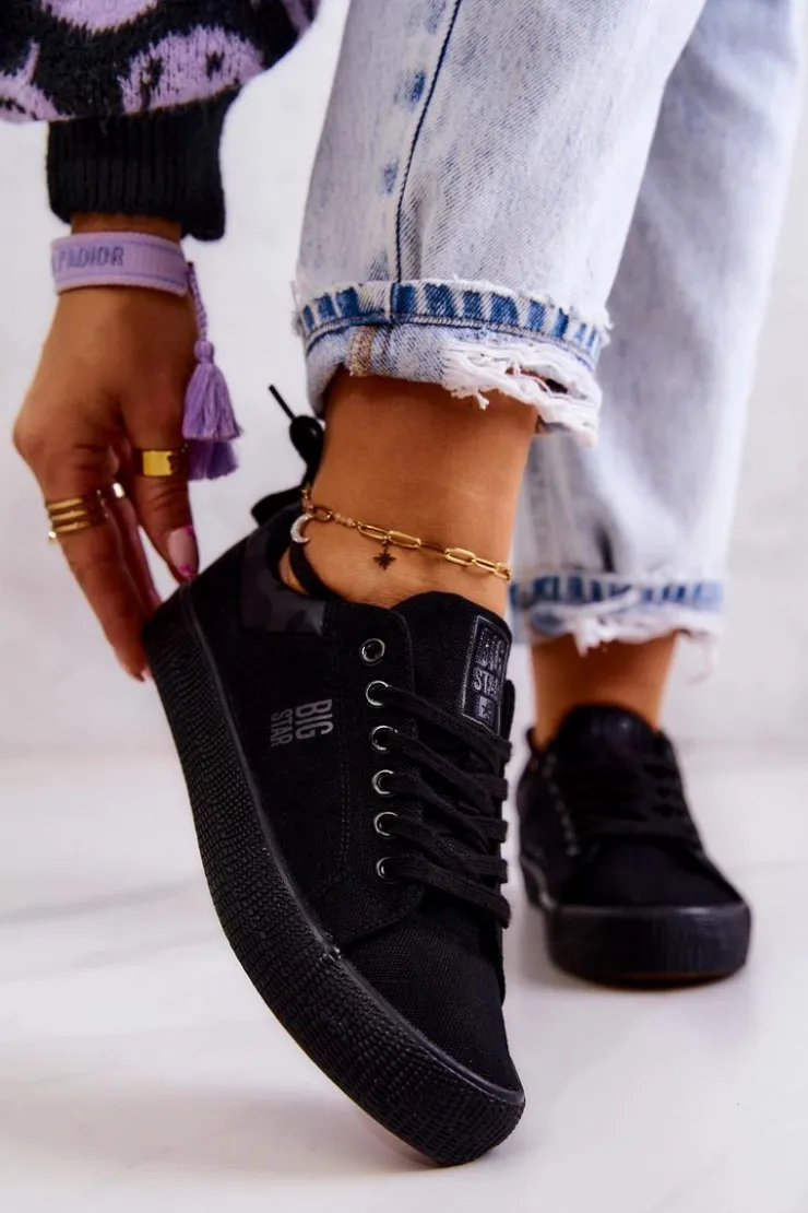 Big Star Shoes Trampki Damskie Big Star|Trampki Damskie Niskie*Damskie Niskie Tenisówki Big Star JJ274563 Czarne