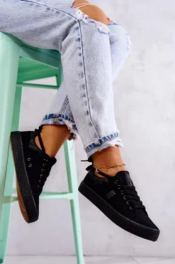 Big Star Shoes Trampki Damskie Big Star|Trampki Damskie Niskie*Damskie Niskie Tenisówki Big Star JJ274563 Czarne