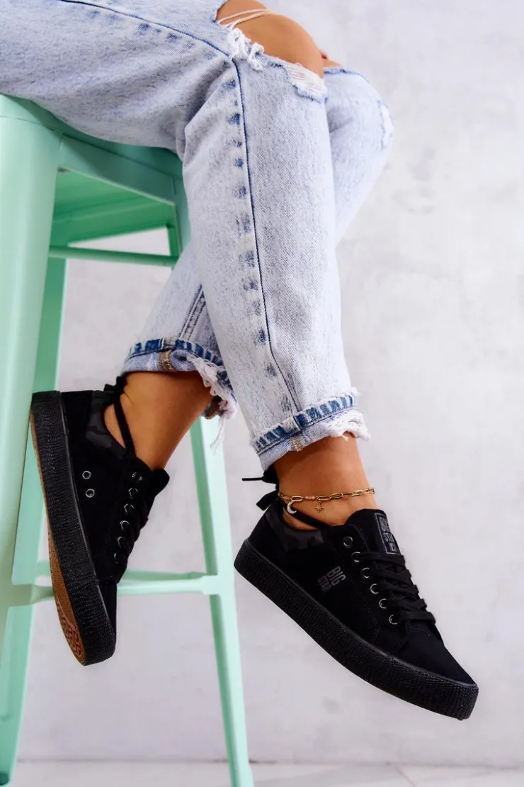 Big Star Shoes Trampki Damskie Big Star|Trampki Damskie Niskie*Damskie Niskie Tenisówki Big Star JJ274563 Czarne