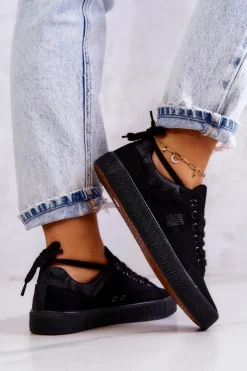 Big Star Shoes Trampki Damskie Big Star|Trampki Damskie Niskie*Damskie Niskie Tenisówki Big Star JJ274563 Czarne