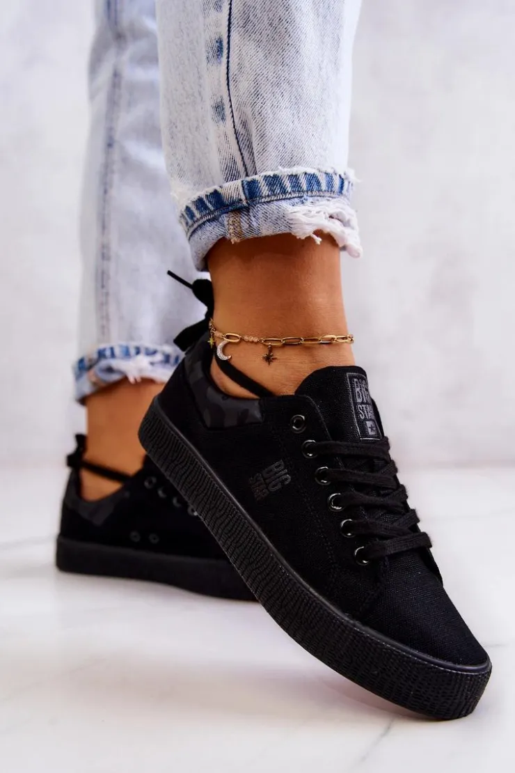 Big Star Shoes Trampki Damskie Big Star|Trampki Damskie Niskie*Damskie Niskie Tenisówki Big Star JJ274563 Czarne