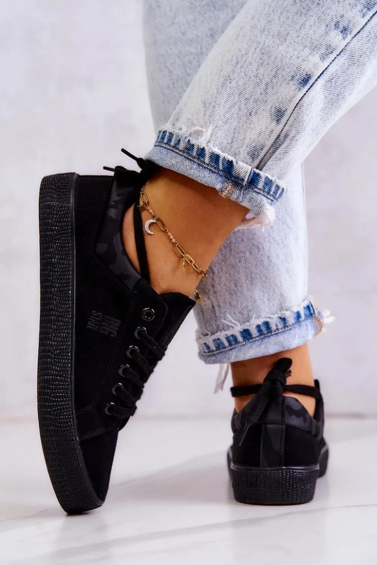 Big Star Shoes Trampki Damskie Big Star|Trampki Damskie Niskie*Damskie Niskie Tenisówki Big Star JJ274563 Czarne