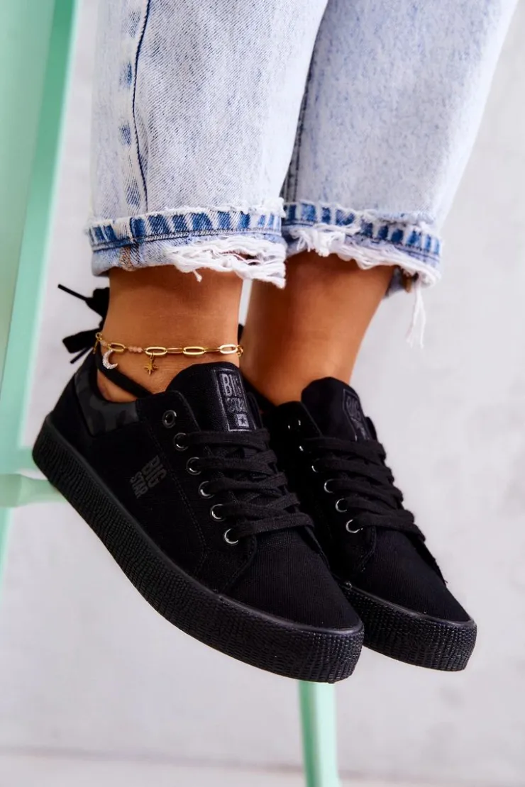 Big Star Shoes Trampki Damskie Big Star|Trampki Damskie Niskie*Damskie Niskie Tenisówki Big Star JJ274563 Czarne