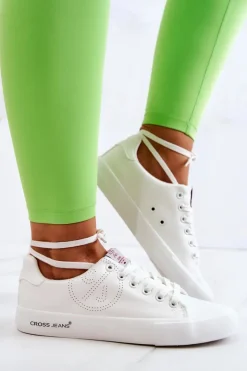 Cross Jeans Trampki Damskie Cross Jeans|Trampki Damskie Niskie*Damskie Niskie Tenisówki JJ2R4053C Białe