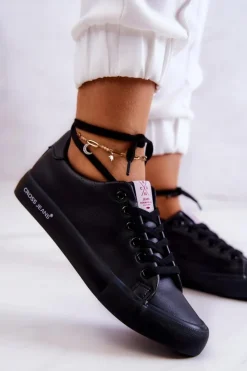 Best Cross Jeans Damskie Niskie Tenisówki JJ2R4054C Czarne Czarny