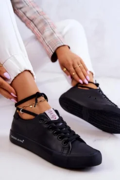Best Cross Jeans Damskie Niskie Tenisówki JJ2R4054C Czarne Czarny