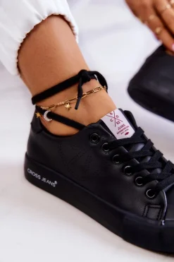 Best Cross Jeans Damskie Niskie Tenisówki JJ2R4054C Czarne Czarny
