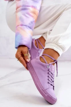 Damskie Big Star Shoes Damskie Niskie Trampki Big Star JJ274416 Fioletowe