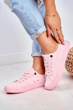 Damskie Big Star Shoes Damskie Niskie Trampki Big Star DD274443 Jasnoróżowe