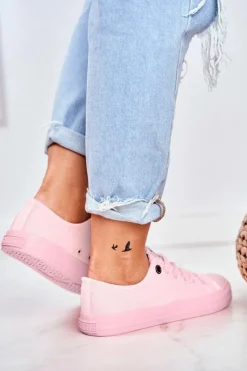 Damskie Big Star Shoes Damskie Niskie Trampki Big Star DD274443 Jasnoróżowe