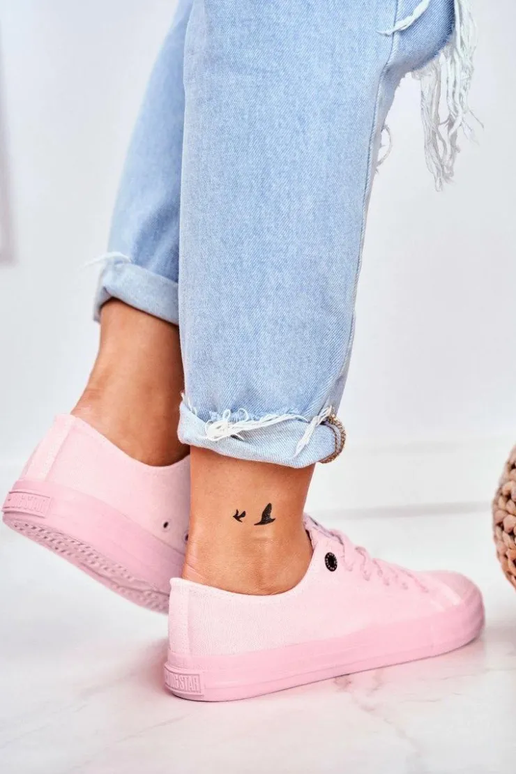 Damskie Big Star Shoes Damskie Niskie Trampki Big Star DD274443 Jasnoróżowe