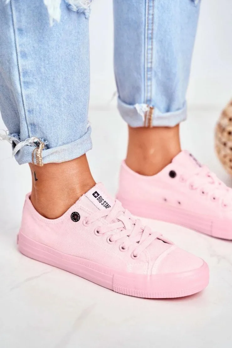 Damskie Big Star Shoes Damskie Niskie Trampki Big Star DD274443 Jasnoróżowe