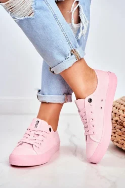 Damskie Big Star Shoes Damskie Niskie Trampki Big Star DD274443 Jasnoróżowe