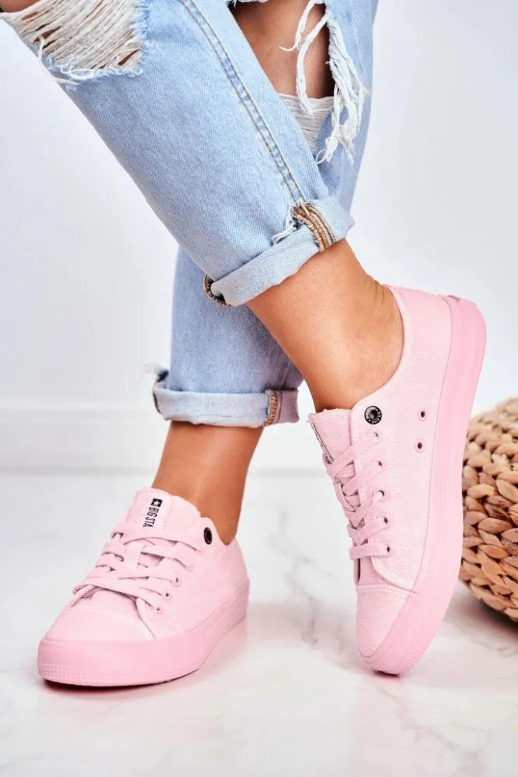 Damskie Big Star Shoes Damskie Niskie Trampki Big Star DD274443 Jasnoróżowe