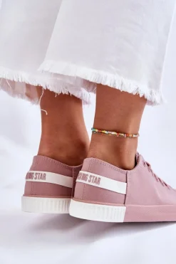 Big Star Shoes Trampki Damskie Big Star|Trampki Damskie Niskie*Damskie Niskie Trampki Big Star LL274040 Różowe