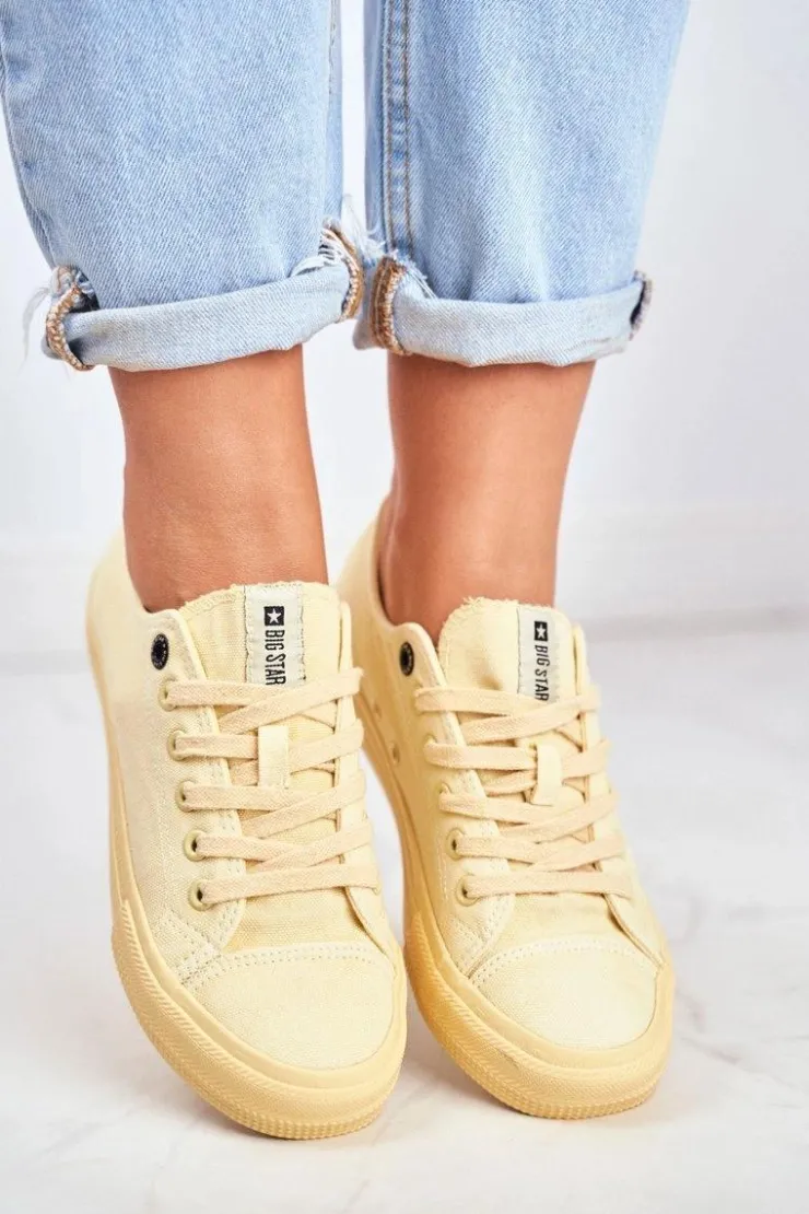 Sale Big Star Shoes Damskie Niskie Trampki Big Star DD274441 Żółte