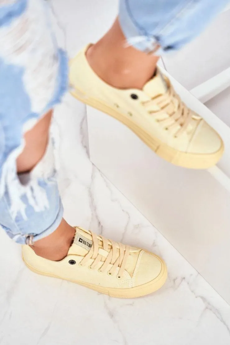 Sale Big Star Shoes Damskie Niskie Trampki Big Star DD274441 Żółte