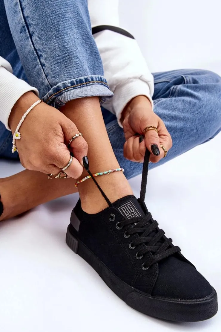 Online Big Star Shoes Damskie Niskie Trampki Big Star LL274038 Czarne