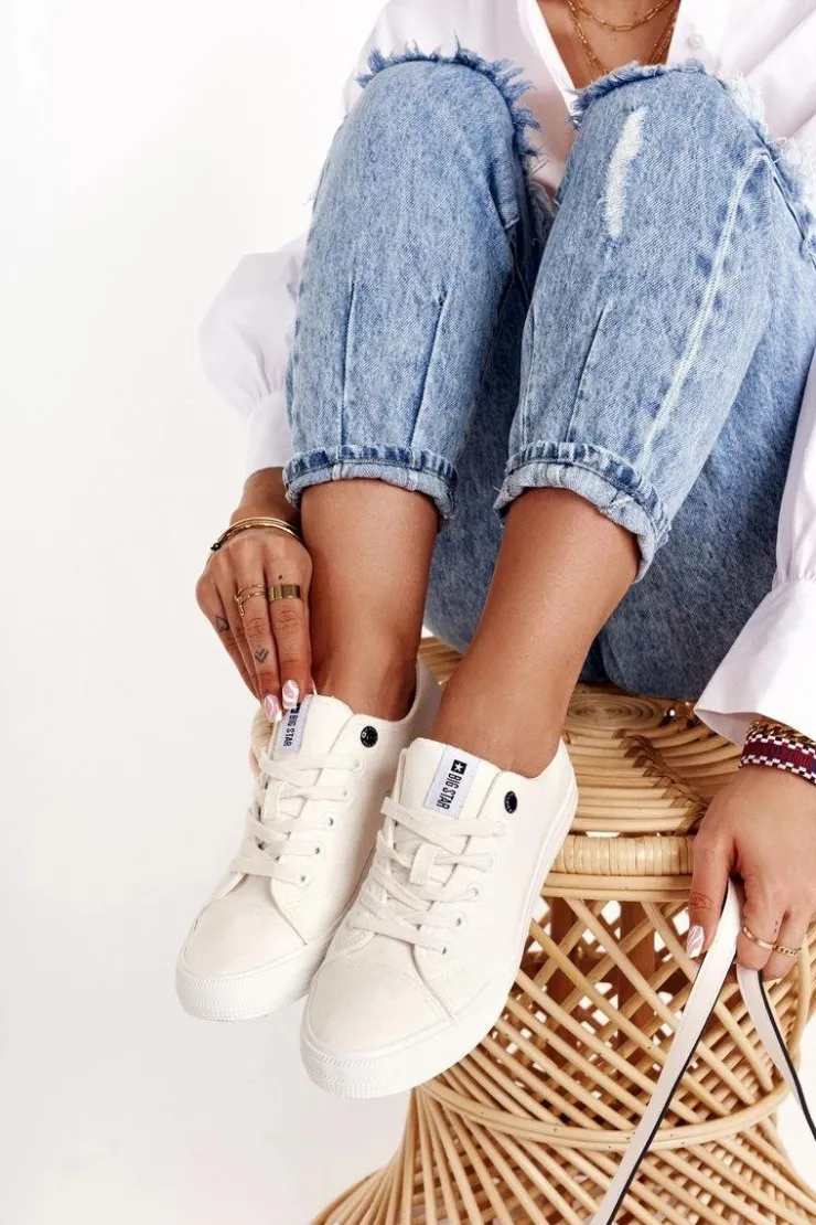 Big Star Shoes Trampki Damskie Big Star|Trampki Damskie Niskie*Damskie Niskie Trampki Big Star DD274451 Białe