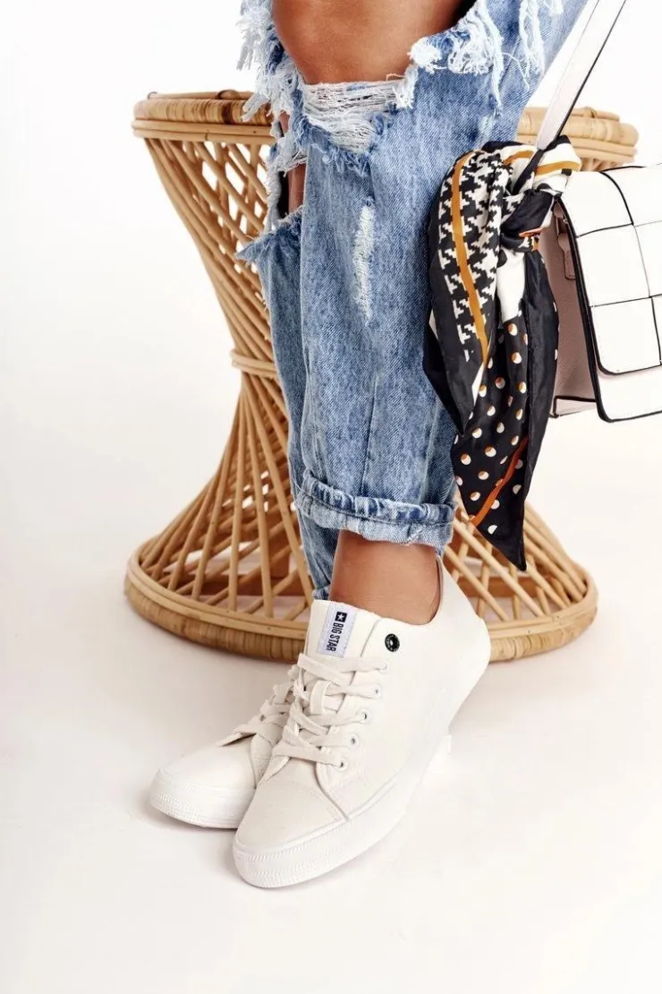 Big Star Shoes Trampki Damskie Big Star|Trampki Damskie Niskie*Damskie Niskie Trampki Big Star DD274451 Białe