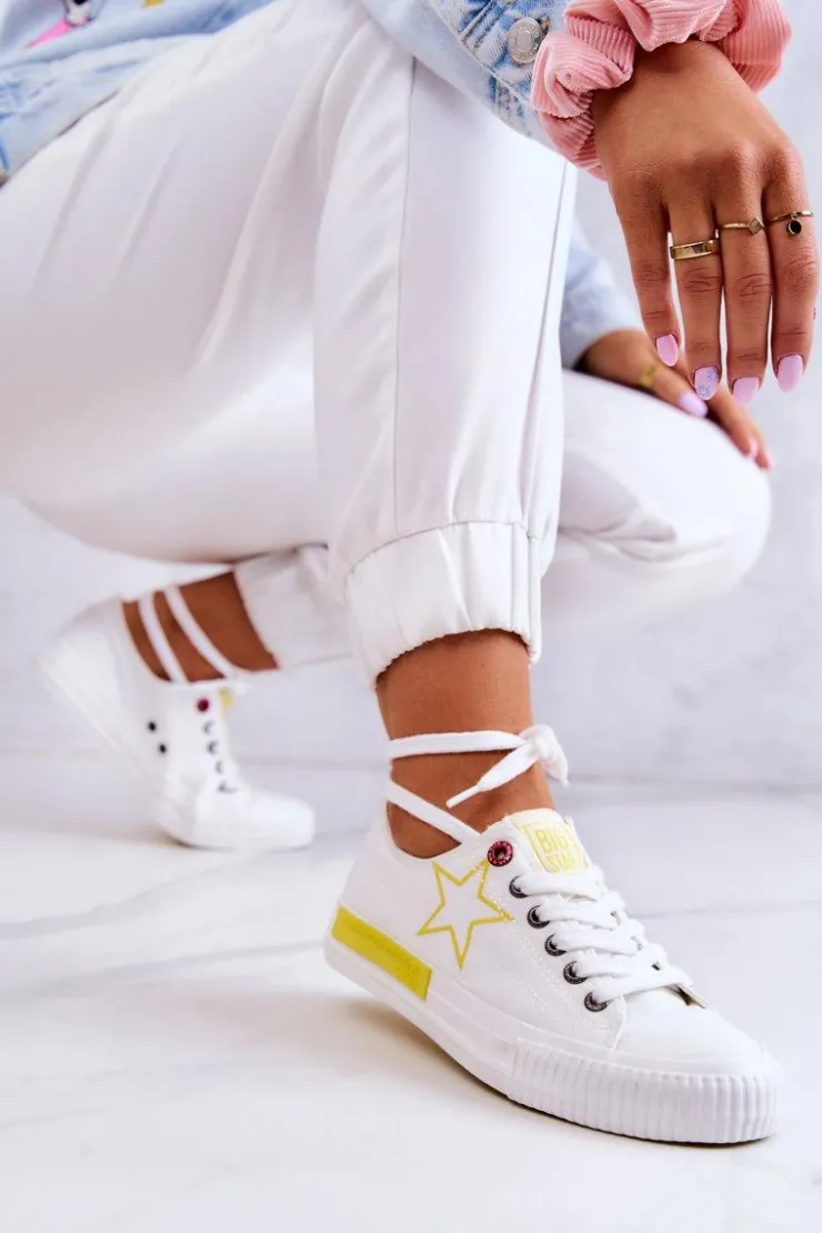 Damskie Big Star Shoes Damskie Niskie Trampki BIG STAR JJ274384 Białe