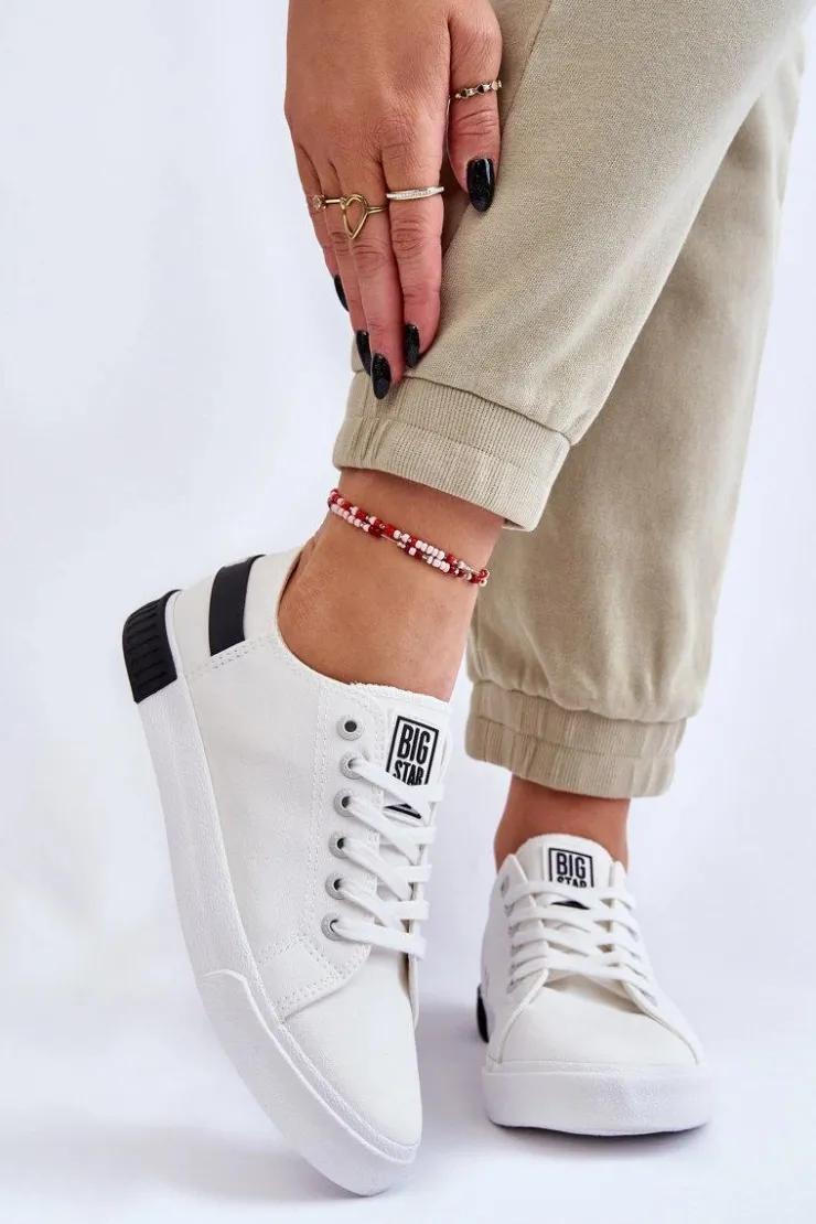 Damskie Big Star Shoes Damskie Niskie Trampki Big Star LL274039 Białe