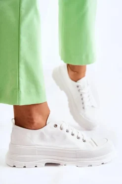 Damskie Boto Damskie Niskie Trampki Materiałowe Białe Gueso